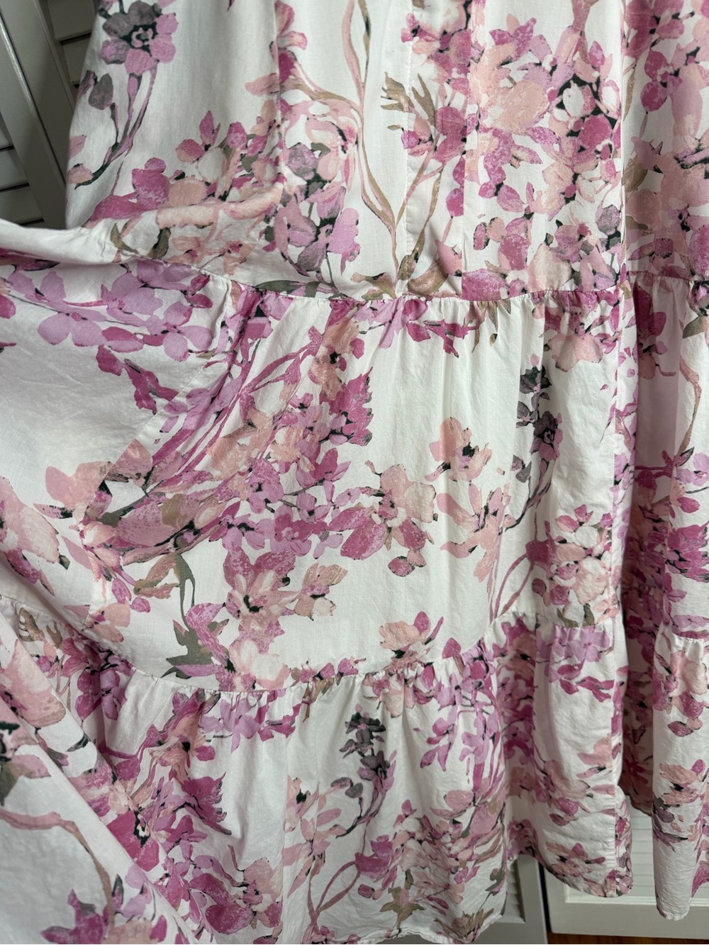 Calvin Klein Tiered Floral Midi Dress with Waist Tie  Medium Cottagecore summery - Picture 4 of 11